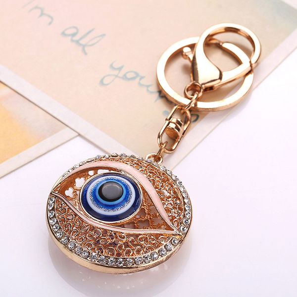 

alloy crystal evil eye key ring keychain charms handbag pendant car decor key chains js26, Silver