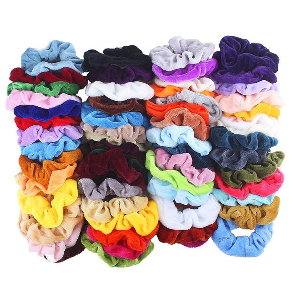 

hobun ywdj-0098 soft chiffon velvet satin elastic hair scrunchie suitable ponytail hair bands for women girls accessories, Brown