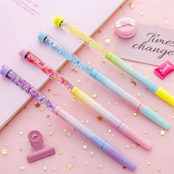 

1 piece young girl quicksand flow liquid gradual black write gel pen for office school student tools stationery decoration