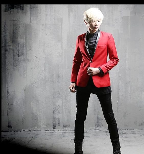 

2019 new korean version of the slim men's fashion suit tide rivet personality small suit show blazer singer costumes, White;black