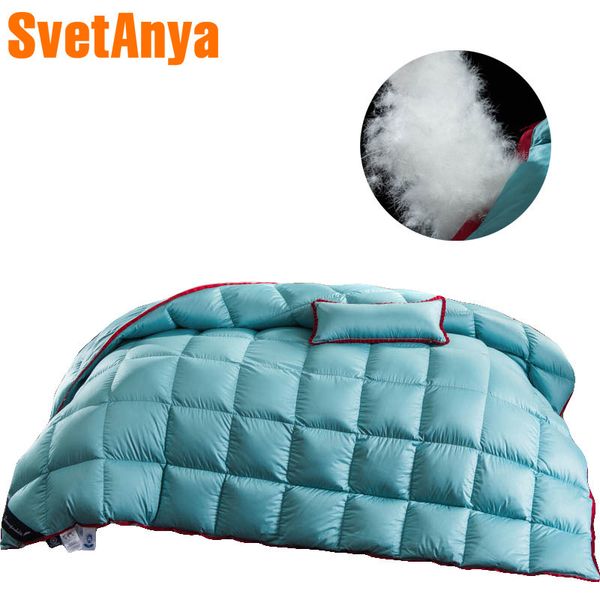 

nordic simple blue warm twin queen king size duvet stitching comforters cotton duck goose down filler quilting quilt blanket