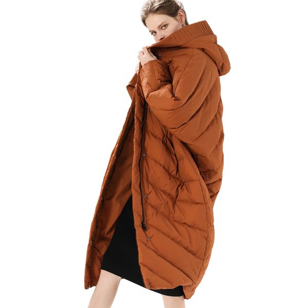 

2019 super big women winter down jacket women's parka thicken weight 90% white duck down coat female outerwear plus size hooded, Black