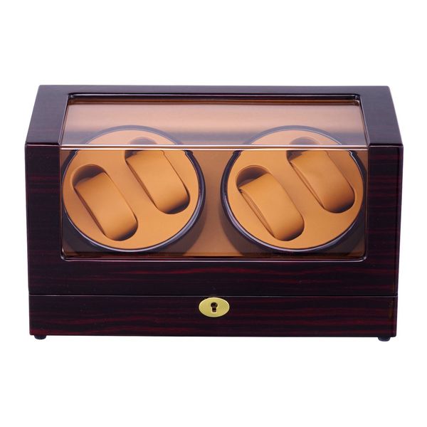 

watch winder ,lt wooden automatic rotation 4+0 storage case display box (outside is rose red black inside is brown)19 new style, Black;blue