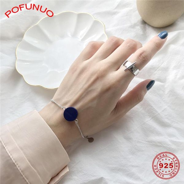 

pofunuo minimalist women 925 sterling silver simple chic rings personalized vintage girls simplicity open rings luxury jewelry, Golden;silver