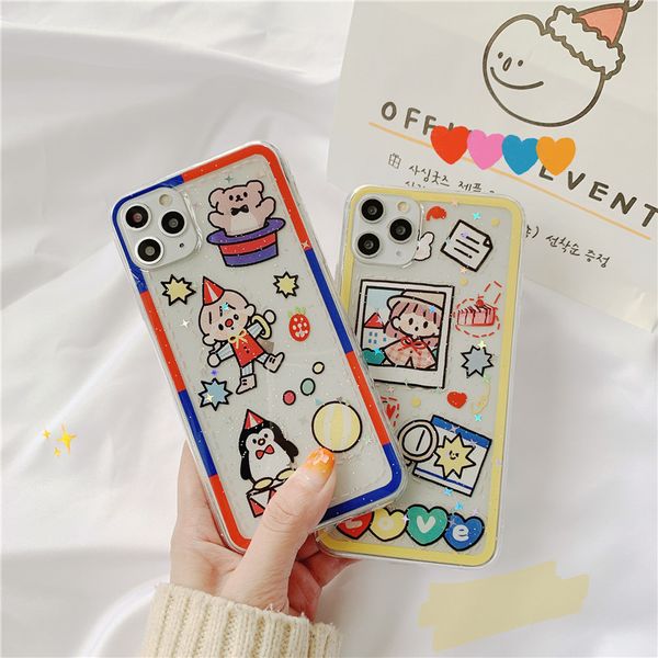 

epoxy gel transparent clear soft tpu cartoon bear mobile phone case cover for iphone 11 pro max 7 8 plus x xr