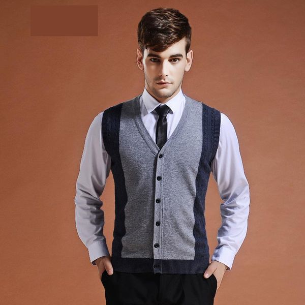 

new arrival autumn winter male knit cardigan wool vest sleeveless sweater men casual computer knitted v-neck fashion size m-3xl, Black;white