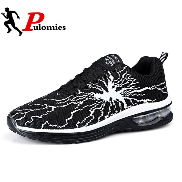 

pulomies men women sports running shoes air cushion chunky sneakers men breathable jogging tennis shoes casual 39 sneakers, Black