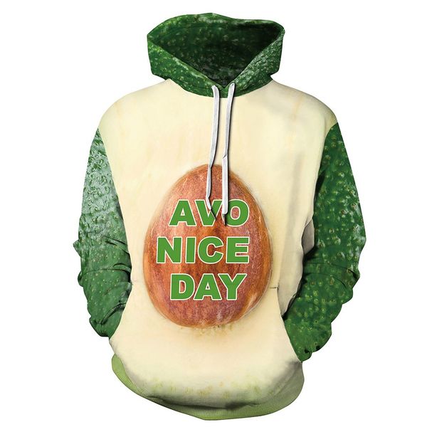 

men hoodies unique avocado printed hooded long sleeve big pockets pullover streetwear mens hoodies sweatshirt sudadera hombre, Black