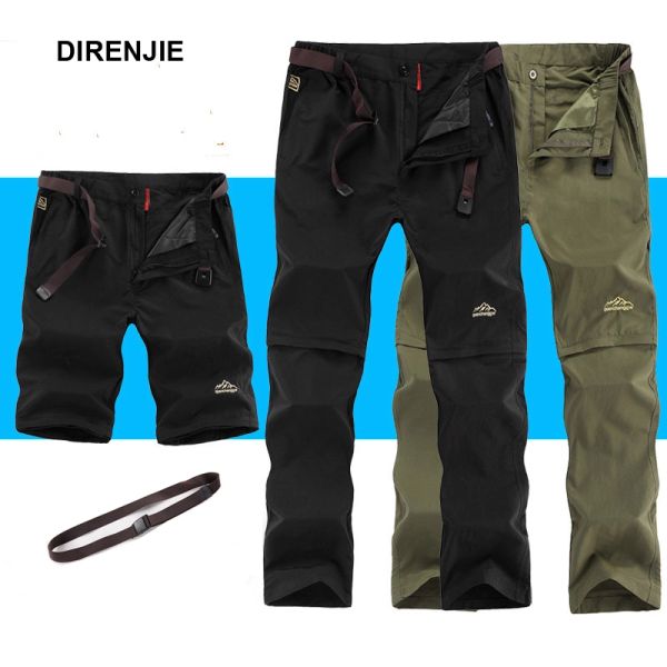 

2020 summer outdoor sports quick dry pants men camping fishing trekking hiking male removable thin breathable trousers, Black;green
