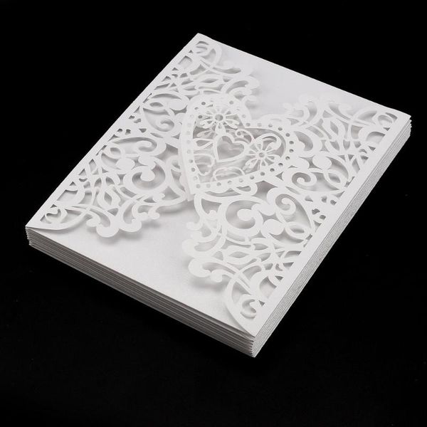 

10pcs heart wedding invitation cards laser cut hollow out envelopes seals invitation covers wedding bridal party decoration