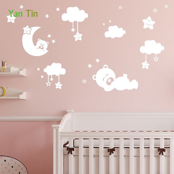 

cartoon lovely stars moon bear clouds wall sticker home decor bedroom kids baby rooms nursery poster removable diy art mural