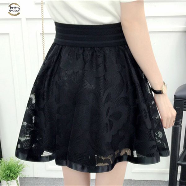 

new 2019 spring summer women black mini skirt korean elastic high waist skirt shorts sweet mesh tulle umbrella skirt falda tul
