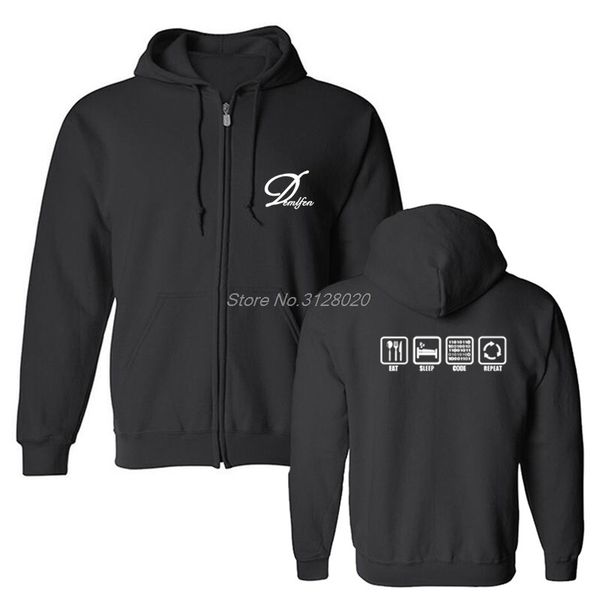 

funny eat sleep code repeat gift for geek programmer hacker sweatshirts casual men hoody fleece hoodie cool jacket, Black