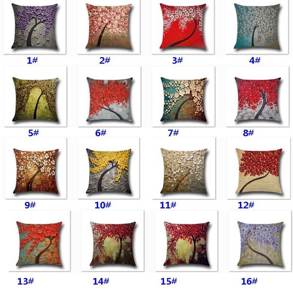 

tree of life flower pillow case 3d cushion cover linen cotton throw sofa bed pillow covers christams home decorative 20 designer hh7-1281