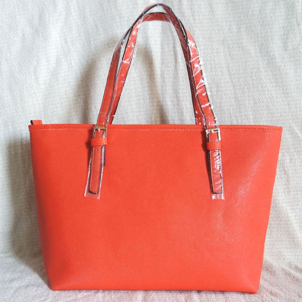 

43cm shopping bags purses totes pu leather women shoulder bag wallet orange color
