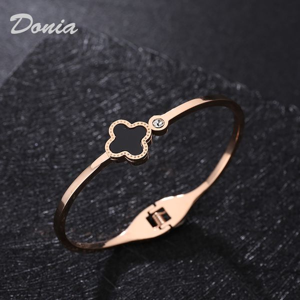 

donia ювелирные изделия повезло цветок розового золота гальванического преувеличена микро установка циркония и титана стали регулируемый бра, Black