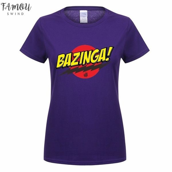 

лето шапито теории взрыва bazinga футболка девушка женщины одежда топы хлопок с коротким рукавом шелдон купер футболки, White