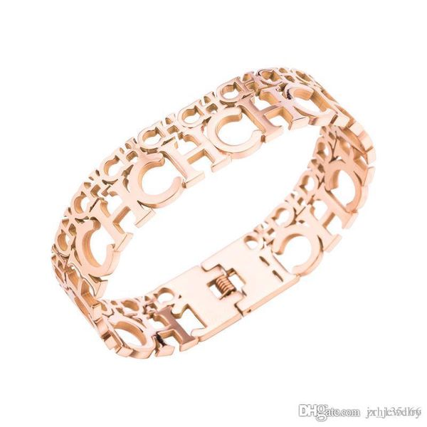 

2020 новый нержавеющая сталь розовое золото выдолбленные английские буквы пара браслет тенденция простой моды ювелирные изделия для женщин, Black