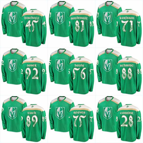 

men 2019 st. patrick's day vegas golden knights shea theodore zach whitecloud marc-andre fleury malcolm subban nate schmidt jerseys, Black;red