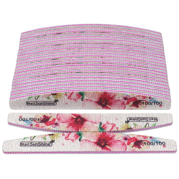 

50pcs/lot strong sandpaper nail file 100/100 colorful washable sanding buffer block emery board boat buffing manicure gel polish