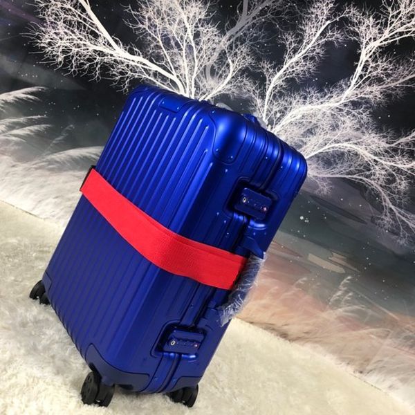 

rolling luggage suitcases trunks all aluminum cabin blue checked in air box suitcase size 20/26/30