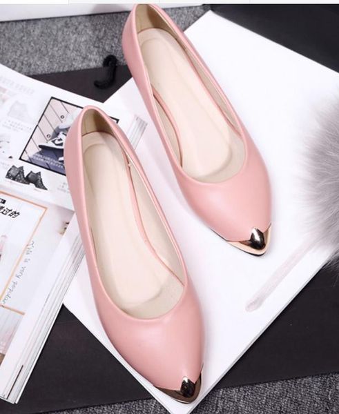 

women's shoes in spring and autumn low heel pointed end shallow mouth, Black