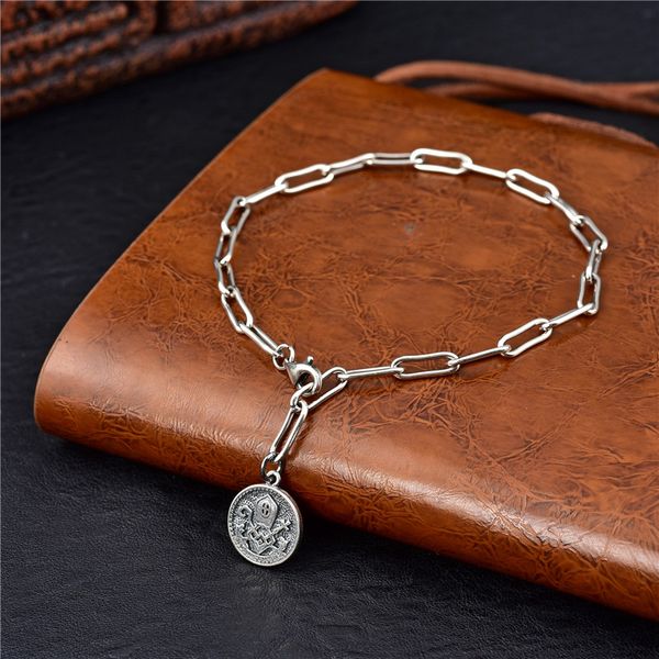 

korean version 100% sterling silver s925 thai silver cross pendant ladies bracelet prata925 fashion jewelry, Golden;silver