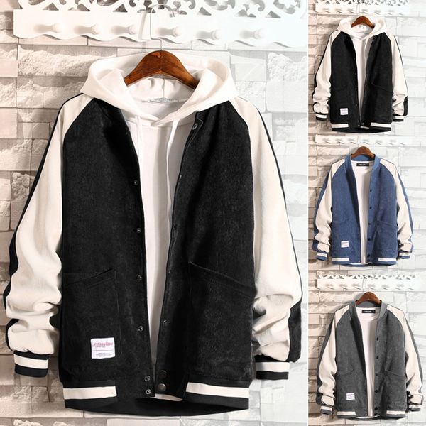 

erkek mont veste homme chaqueta hombre new style for coat men in autumn and winter corduroy stitched long sleeve coat erkek, Black;brown
