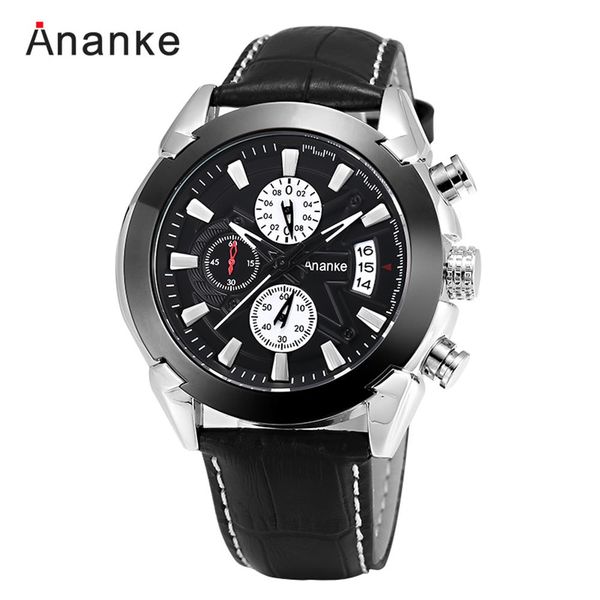

2019 ananke watch men watches fashion quartz waterproof mature business mens wrist watch relogio masculino, Slivery;brown
