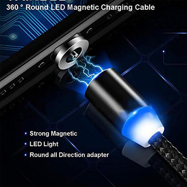 

Magnetic u b charger data cable 3 in 1 micro u b v8 cable type c 1m 2m nylon braided magnet charging