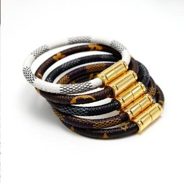 

new fashion hipster leather striped bracelet men and women couple bracelet alloy magnetic buckle bracelet wholesale, Silver