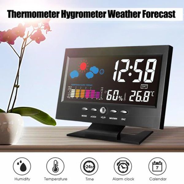 

lcd color screen digital usb temperature humidity time date display alarm clock