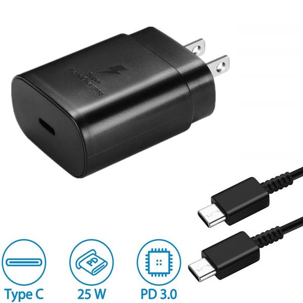 

25W Тип с PD Быстрая зарядка адаптер зарядное устройство питания Eu США USB-кабель для Samsung Galaxy Note 10 Примечание 10 плюс S10 телефон Android