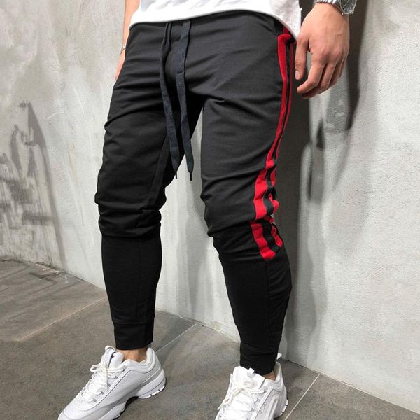 

autumn winter new mens cotton sweatpants man gyms fitness trousers male sportswear casual fashion joggers workout pants bottoms, Black