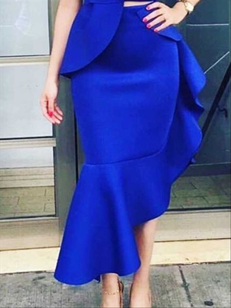 

женщины bodycon юбка нерегулярные высокой талией тонкие оборки скромный пакет бедро плотный стильный saia jupes falads элегантная офисная од, Black