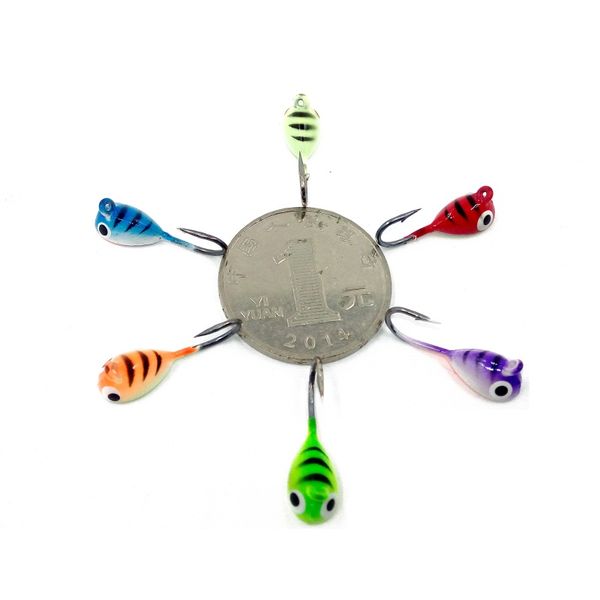 

2cm 1.7g 6 pcs ice fishing hooks lures quality mini metal bait fishing `1 lead head hooks baits jigging accessories new