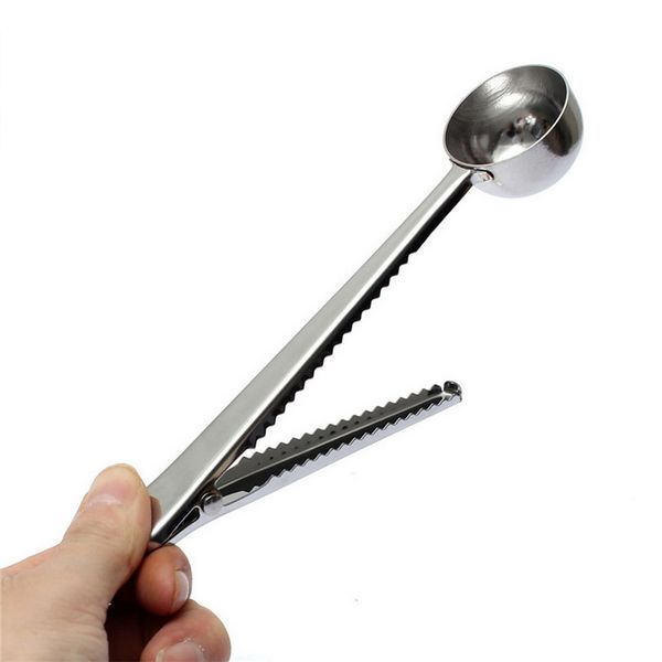 

multifunction kitchen supplies coffee scoop with clip stainless steel tea coffee measuring cup coffee scoop spoons 2019