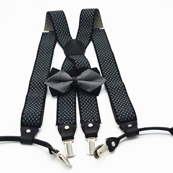 

gentleman suspenders bow tie set male 6 clips on susperders butterfly tie grade formal occasion new arrival set, Black;white