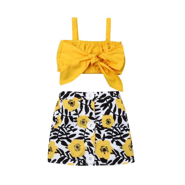 

baby clothes 2pcs set newborn baby girl clothes cute big bow vest flower skirt yellow summer beach streetwear, White