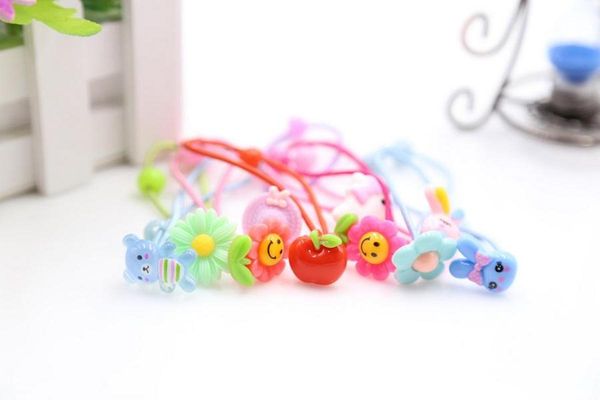 

50bag 100pcs/bag mix color children hair elastic bands flower cartoon rubber bands, Slivery;white