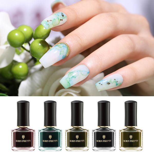 

born pretty 6ml watercolor ink nail polish gel smoke effect marble nail art gradient manicure women diy beauty tools