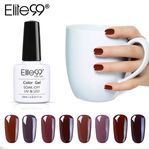 

elite99 new arrival coffee brown colors series gel nail polish gorgeous brown color series uv gel led lamp nail art design, Red;pink