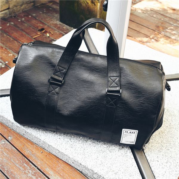 

duffel bags large capacity pu men's portable travel bag light waterproof sports fitness women's cylinder luggage