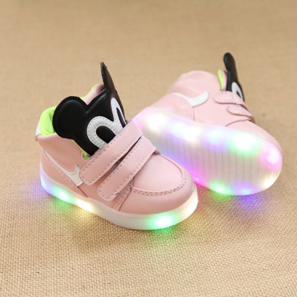 

yiyepianzhou led lighted sneakers autumn children cartoon boots for girls boys kids casual shiny stars soft shoes eu21-30 y200318, Black;grey