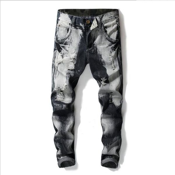 

2020 fashion streetwear men's jeans casual vintage slim destroyed ripped male jeans broken slim homme hip hop denim pants 40, Blue