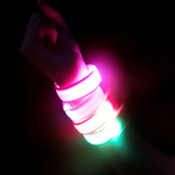 

christmas party favor glow led flashing bracelets sport running riding safty light led bracelet for kids men women