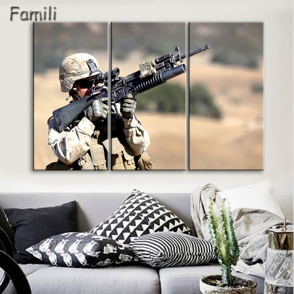 

3pcs HD Print abstract soldiers sunset Painting on canvas wall art picture for home decor print canvas painting picture