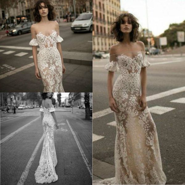 

лиз мартинес 2019 свадебные платья sexy с плеча спинки кружева русалка свадебные платья развертки поезд старинные свадебные платья robe de, White