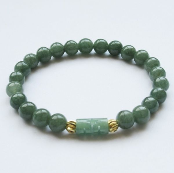 

natural jadeite beaded strands ice oil green myanmar jade a product 8mm for men and women, Black