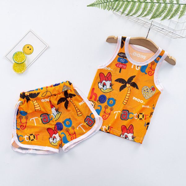 

Kids Designer Suits Boys and Girls Two-piece Summer Set Cartoon Print Vest + Shorts Cute Casual Vest Set Children Quick Dry Suit 2020 New